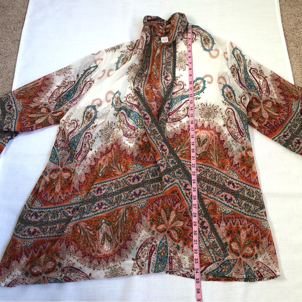 Soft Surroundings White / Colorful Floral Paisley Chiffon Kimono Top Size 3X - Picture 10 of 14
